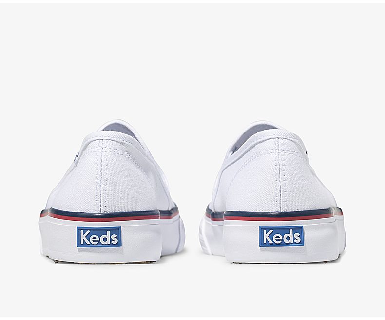 Keds Slip On Shoes Outlet Keds Womens Washable Double Decker Varsity White Slip Ons